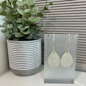 Handmade Metallic Gold Leather Teardrop Earrings